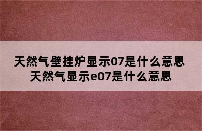 天然气壁挂炉显示07是什么意思 天然气显示e07是什么意思